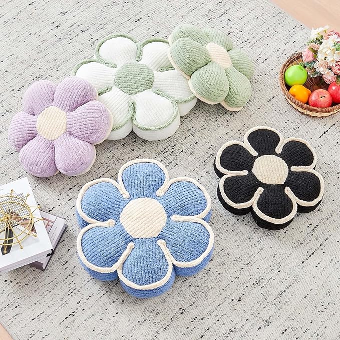 Kcvvcr Flower Pillow, Soft Flower Decorative Throw Pillow, Cute Daisy Flower Shaped Seating Floor Cushion Room D??cor Plush Pillows for Sofa Couch Bed (13.7 Inch, Lavender)