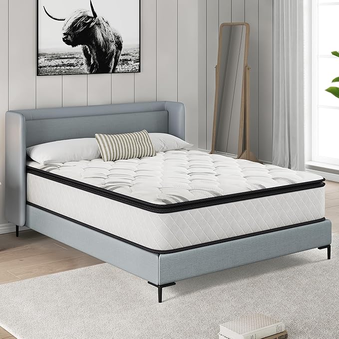 Susalt 14 Inch Full Size Mattress, Hybrid Mattress Memory Foam Mattress, Individually Pocket Springs Mattress in a Box Fiberglass-Free, CertiPUR-US