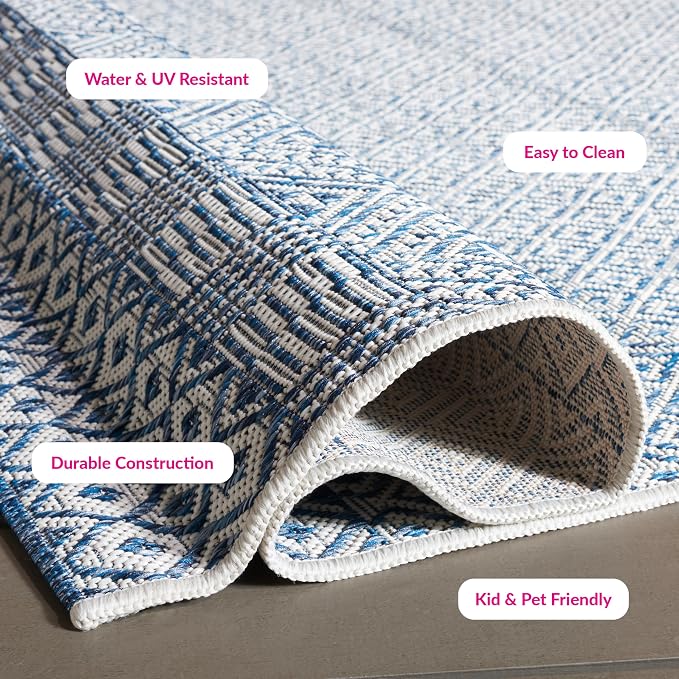 SAFAVIEH Courtyard Collection 2' 3" x 16' Blue / Navy CY8235 Indoor/ Outdoor Easy-Cleaning Patio Backyard Mudroom Runner-Rug - Image 5