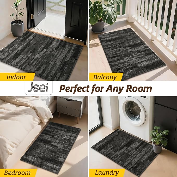 JSEI Dirt Trapper Door Mat 24"x36", Non-Slip Doormats Washable Entryway Mat, Welcome Floor Mat Absorbent Low Profile Dog Door Mats for Front Back Door, Wet Shoes & Paws, Light Gray - Image 8