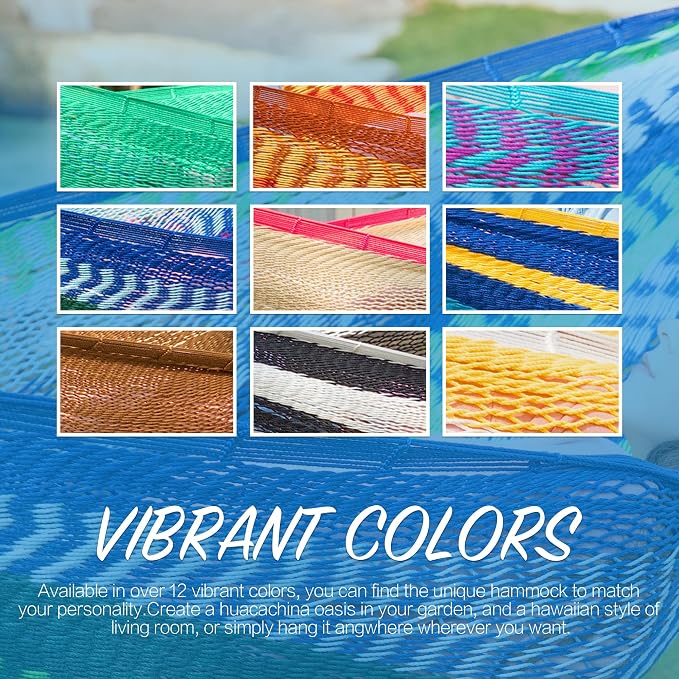 PNAEUT Handwoven Mayan Hammock, Thick Soft Rope Double Hammock for Outdoor Outside & Indoor, 600 lbs Capacity Heavy-Duty, Includes Tree Straps, Carabiners & Carry Bag(Lake Superior, X-Large) - Image 7