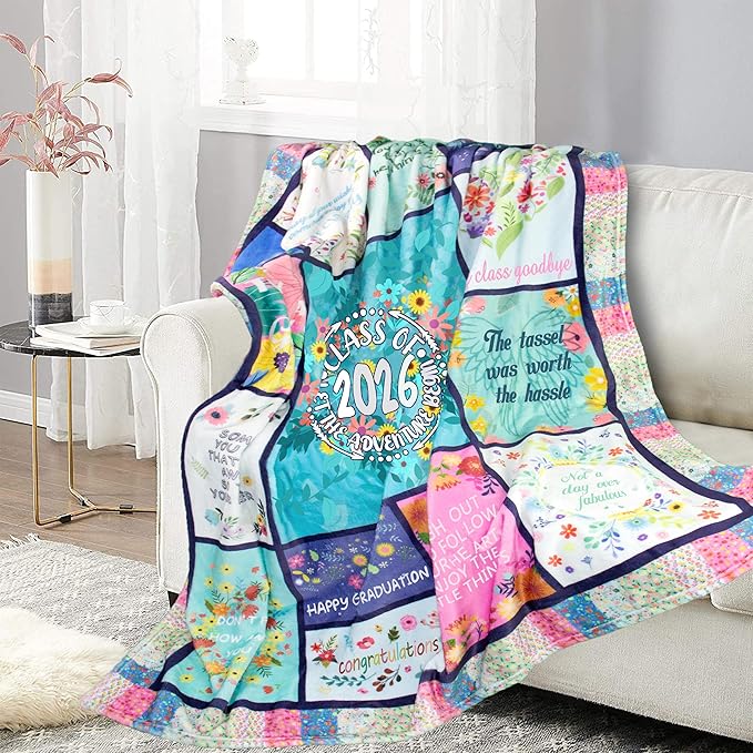 2026 Graduation Gifts for Her, Graduation Throw Blanket 60"X50", Graduation Party Decorations Class of 2026, PHD High School College Graduation Gifts for Women
