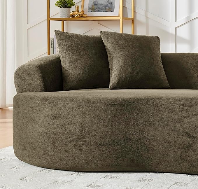 Curved Boneless Sofa Couches 4-Seat Tight Backrest Couch for Living Room Bedroom, Boneless Cloud Sofa with 4 Pillows, Floor Sofa in A Box No Assembly Required