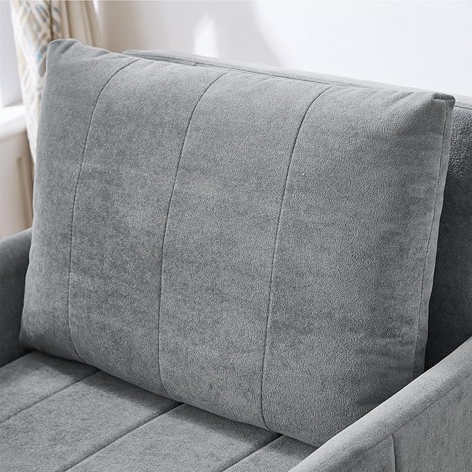 Ball & Cast 31.5" Convertible Pull-Out Sleeper Sofa Bed,Chenille Upholstered Pull Out Couch Chair,3 in 1 Single Sofa Chair W/Storage Basket and Side Pocket,Recliner Chaise Lounge for Living Room,Grey
