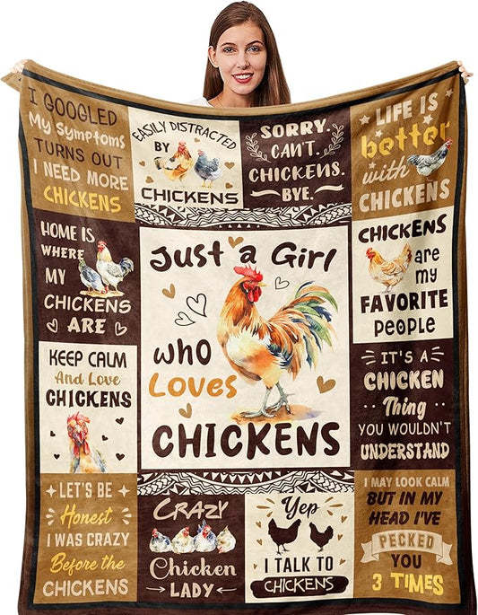 Chicken Gifts for Women/Chicken Lovers, Chick Themed Gifts, Chick Lover/Lady/Mom Presents Throw Blanket 50"x60"