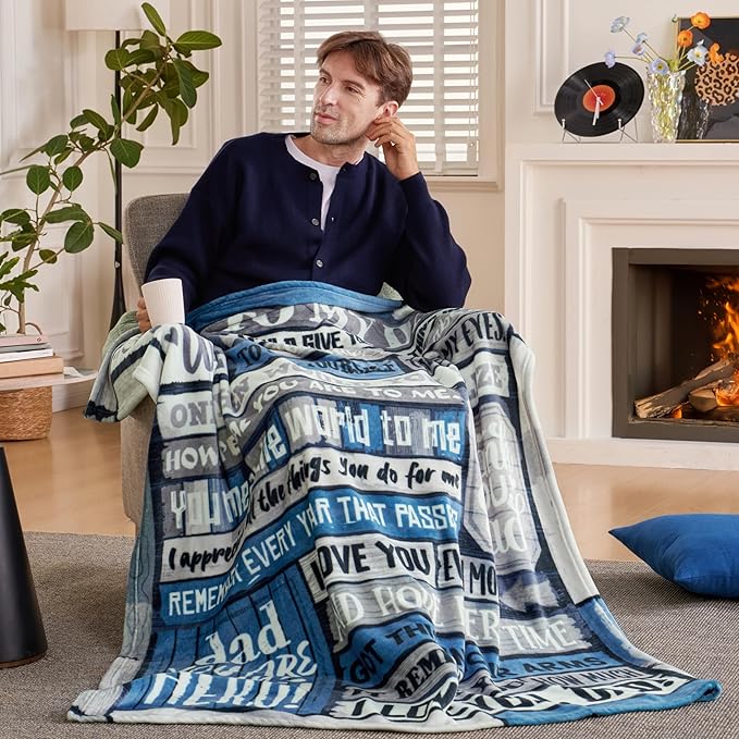 Joiedomi Dad Birthday Gifts from Daughter Son Super Soft Flannel Throw Blanket Dad Blanket for Father's Day Christmas 50" x 60" Grey