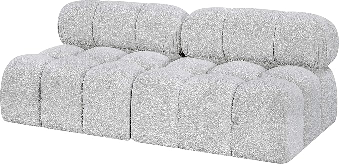 Meridian Furniture 611Grey-S68B Ames Collection Modern | Contemporary Modular Sofa with Rich Grey Boucle Fabric, Modular to Create Infinite Configurations, 68" W x 34" D x 28" H, Grey
