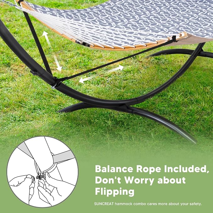 SUNCREAT Portable Outdoor Hammock with Stand, Double Hammock with Stand for Outside, Patent Pending, Gray - Image 4