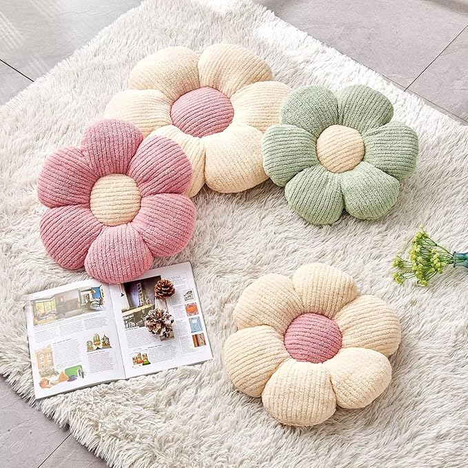 Kcvvcr Flower Throw Pillow, Soft Light Pink 17.7" Shaped Floor Pillow for Home Decor, Cute Aesthetic Plush Decorative Pillows for Bed, Sofa, Couch
