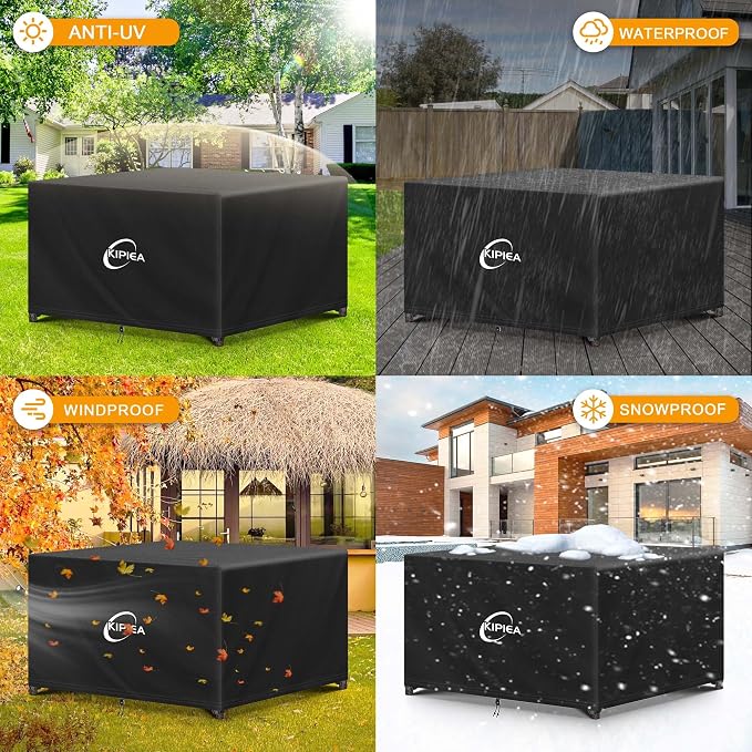 Kipiea Outdoor Furniture Covers Waterproof, 420D Heavy-Duty Patio Furniture Set Covers, No Tears Anti UV No Fading (45" L×45" W×28" H) - Image 8
