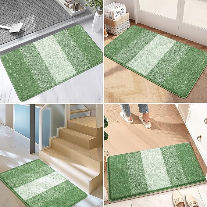 Kitinjoy Indoor Outdoor Door Mat, 47x24 Non-Slip Absorbent Dirt Trapper, Low-Profile Washable Inside Entrance Front Floor Mat, Sturdy Soft Entry Doormats for Entryway, Sage Green - Image 6