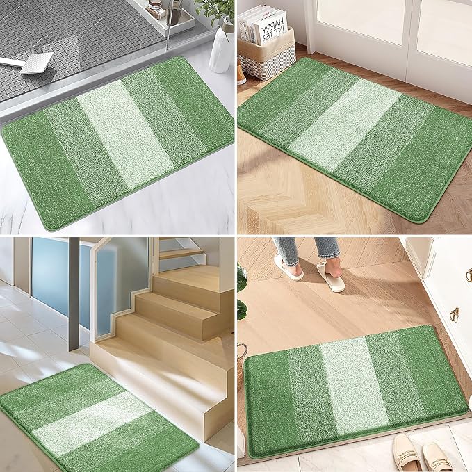 Kitinjoy Indoor Outdoor Door Mat, 32x20 Non-Slip Absorbent Dirt Trapper, Low-Profile Washable Inside Entrance Front Floor Mat, Sturdy Soft Entry Doormats for Entryway, Sage Green - Image 6