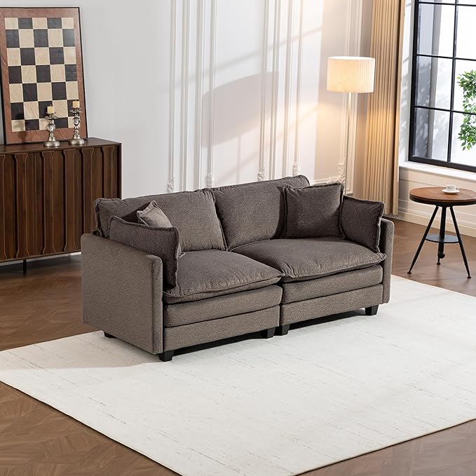 78'' Deep Seat Cloud Loveseat, Chenille Upholstered 2-Seats Modular Sectional Sofa Couch, Modern Comfy Settee Loveseat for Living Room Set, Small Apartment