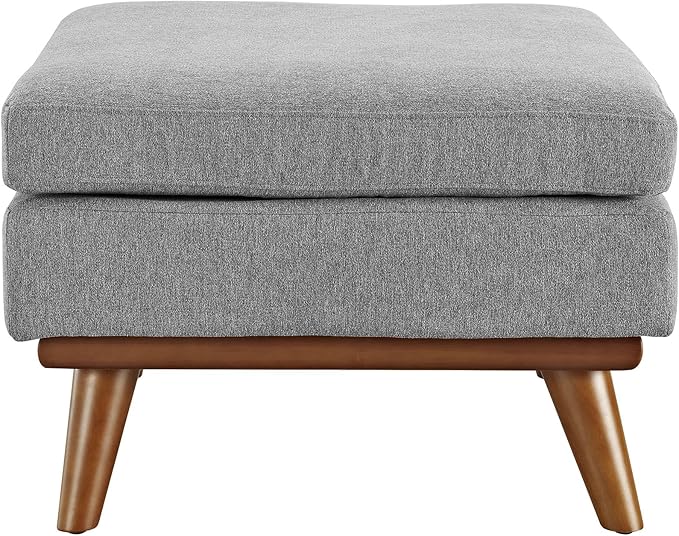 Modway Engage Mid-Century Modern Upholstered Fabric Ottoman in Expectation Gray