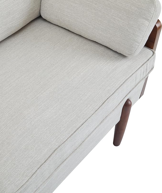 Christopher Knight Home Arboris Modern Rubberwood Frame, Fabric Upholstered Loveseat, Living Room/Bedroom/Apartment Couch/Sofa with Toss/Back Pillows and Removable Cushions, Beige+Light Walnut