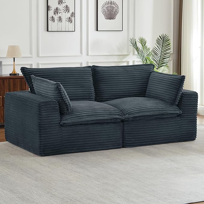 78.8" Cloud Loveseat Boneless Sofas for Living Room, 2 Seaters Modular Foam Cloud Sofa Couches, 2 Seat Compression Foam Couch with Headrests, No Assembly Required