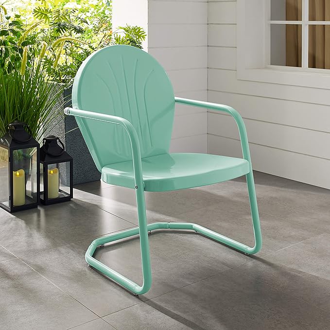 Crosley Furniture Griffith Outdoor Chair, Retro Metal Patio Chairs for Dining, Porch, Deck, Balcony, Aqua - Image 16