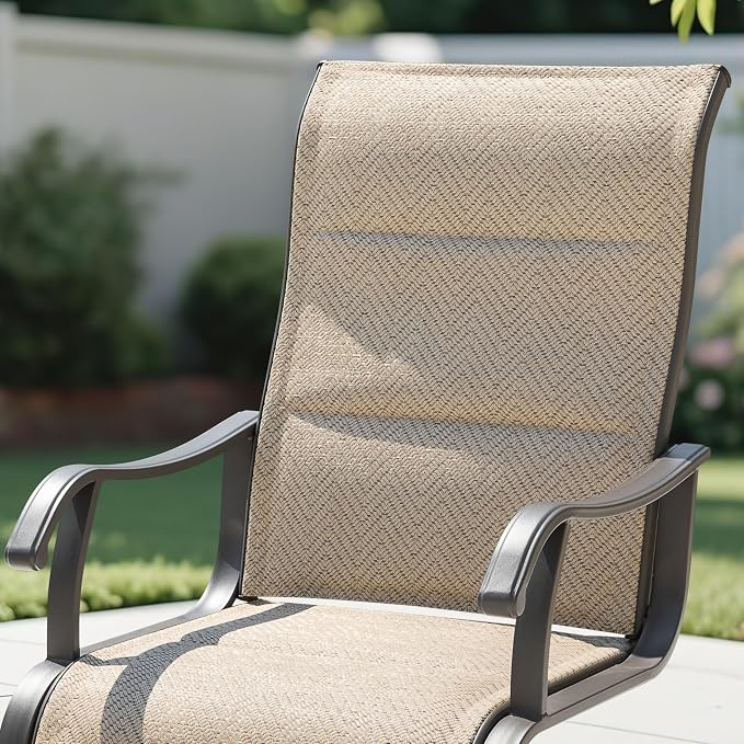 NUU GARDEN Patio Dining Chairs Set of 2, Outdoor Dining Chairs with Breathable Textilene Seat, All-Weather Patio Furniture for Garden Deck Backyard Porch, Grayish Beige - Image 4