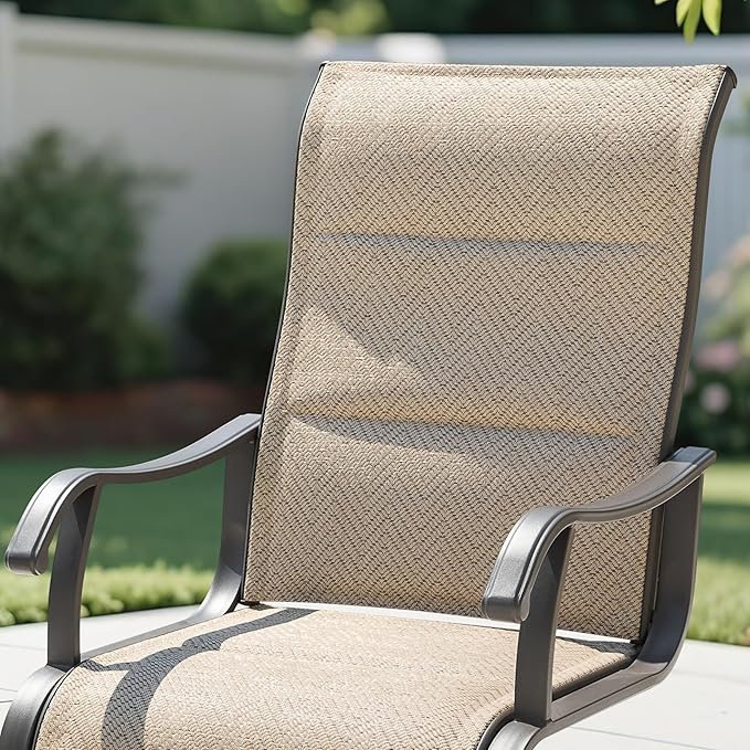 NUU GARDEN Patio Dining Chair Set of 4, Comfortable Outdoor Dining Chairs for Indoors and Outdoors, Breathable Textilene Spring Motion Outdoor Patio Chairs for Backyard Deck, Grayish Beige - Image 4