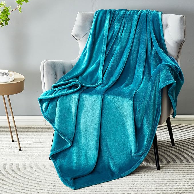 DREAMNINE Pack of 21 Soft Fuzzy Fleece Throw Blanket for Couch Sofa 50" x 60", Decorative Solid Lightweight Velvet Blankets for Chair, Cozy Accent Shaggy Plush Flannel Blanket for Bedroom, Teal