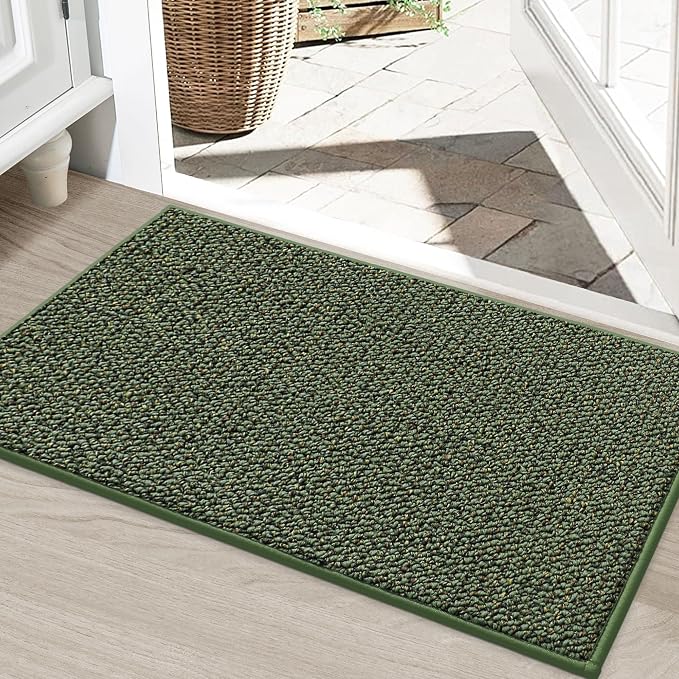 BEQHAUSE Dirt Trapper Door Mat 24" x 36", Non-Slip Washable Doormats Entrance Mat, Dirt Resistant and Absorbent Welcome Mat, Low Profile Floor Mats for Front Back Door and Entryway, Green by BEQHAUSE