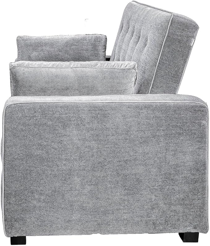 Serta Ainsley 72.6" Convertible Sleeper Sofa, Queen Size, Dreamcoil Comfort, Soft Woven Fabric, Light Grey
