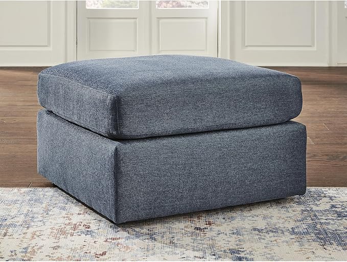 Signature Design by Ashley Modmax Casual Stain Resistant Upholstered Oversized Accent Ottoman, Blue