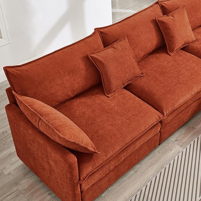 105" Oversized Modular Cloud Sectional Sofa Free Convertible L-Shaped Corner Sectional with Movable Ottoman, Chenille Upholstered Multiple Cushions Cloud Sofa Couches | Easy to Assemble