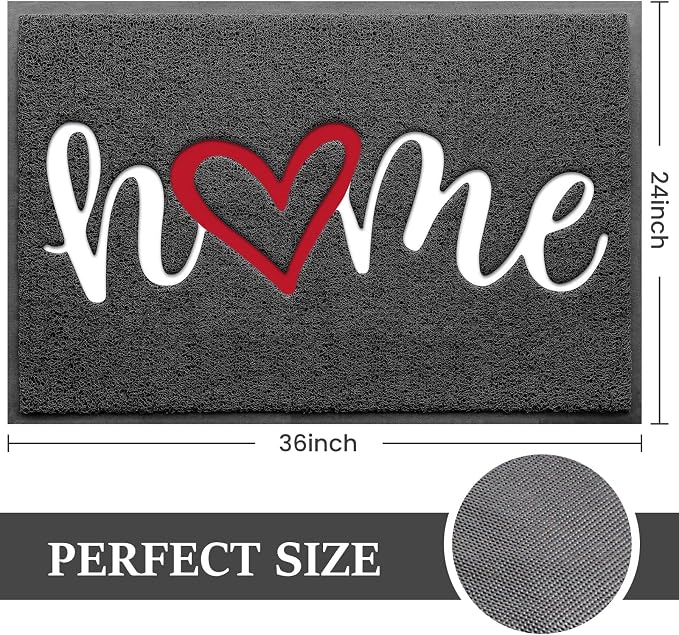 BeneathYourFeet Door Mat, Welcome Mat Low Profile Floor Mat Front Doormat Indoor and Outdoor Doormat Non Slip Rugs for Entryway, Patio, High Traffic Areas (36"x24", Grey-Home) - Image 3