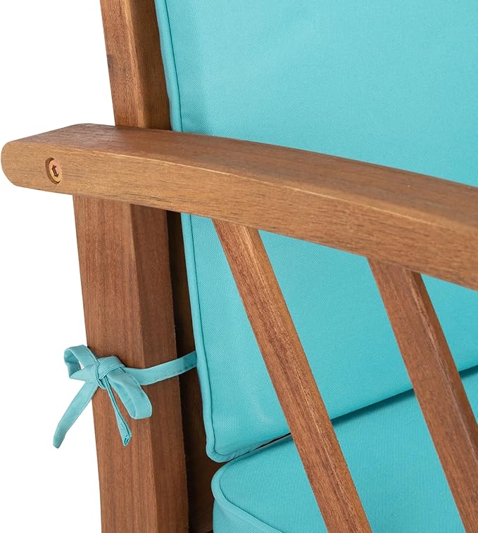 SAFAVIEH Outdoor Collection Fontana Natural/Aqua Cushion 4-Piece Conversation Patio Set