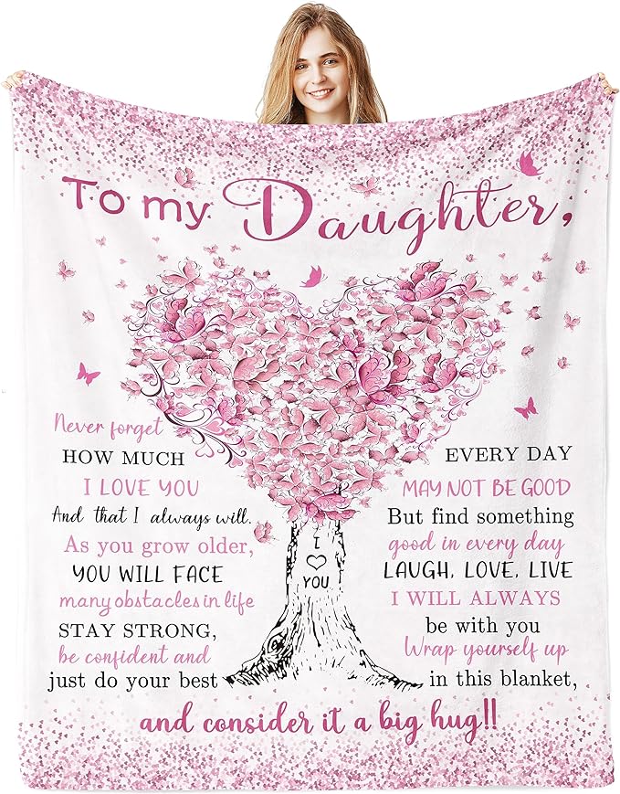 Daughter Birthday Gifts, Daughter Gifts from Mom, Birthday Gift for Daughters Blanket 60"x 50", Best Daughters Graduation Wedding Gift
