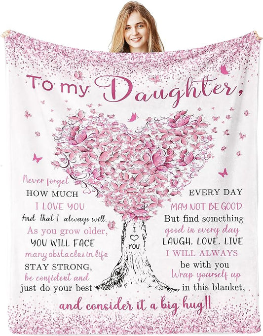 Daughter Birthday Gifts, Daughter Gifts from Mom, Birthday Gift for Daughters Blanket 60"x 80", Best Daughters Graduation Wedding Gift