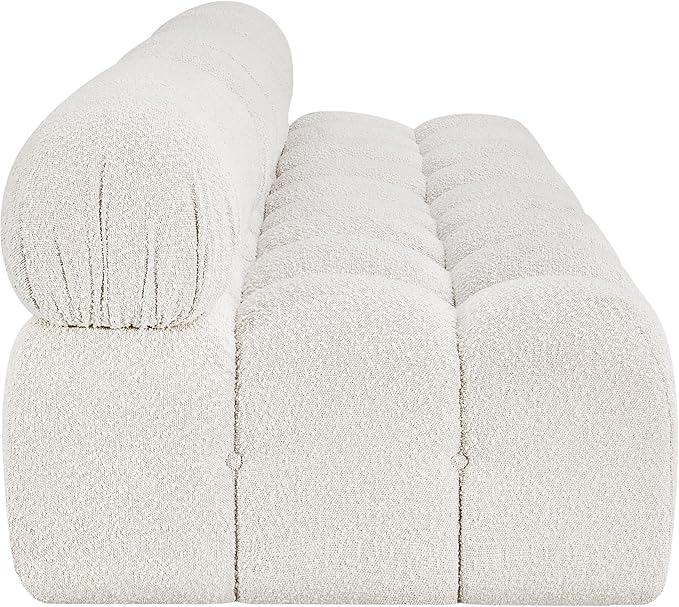 Meridian Furniture 611Cream-S102B Ames Collection Modern | Contemporary Modular Sofa with Rich Cream Boucle Fabric, Modular to Create Infinite Configurations, 102" W x 34" D x 28" H, Cream