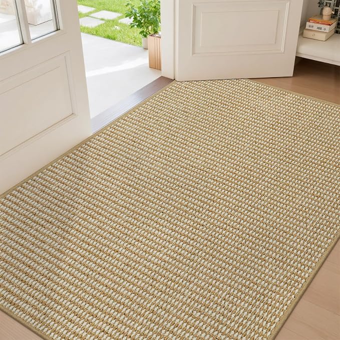 Dirt Trapper Door Mat 36"x59", Non-Slip Indoor Door Mats, Absorbent Washable Door Mat Indoor Entrance, Low-Profile Inside Doormat Floor Rugs for Entryway and Entry, Beige White (Fold) by Unknown