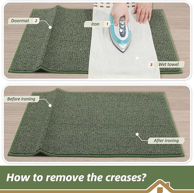 BEQHAUSE Dirt Trapper Door Mat 32" x 48", Non-Slip Washable Doormats Entrance Mat, Dirt Resistant and Absorbent Welcome Mat, Low Profile Floor Mats for Front Back Door and Entryway, Green - Image 9