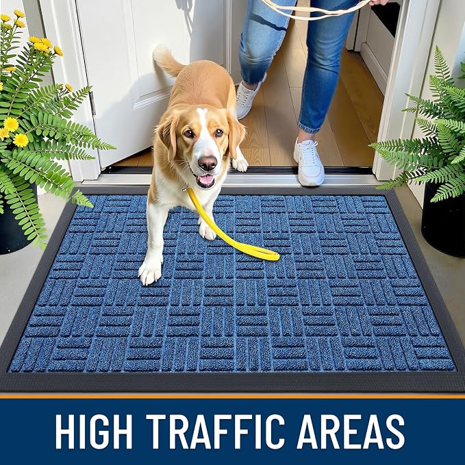 OLANLY Front Door Mat Outside Entrance 35x23, Absorbent, Heavy Duty Sturdy Natural Rubber Doormat Indoor Outdoor, Non-Slip, Stain and Fade Resistant, Low Profile Floor Mat for Entryway, Ocean Blue - Image 5