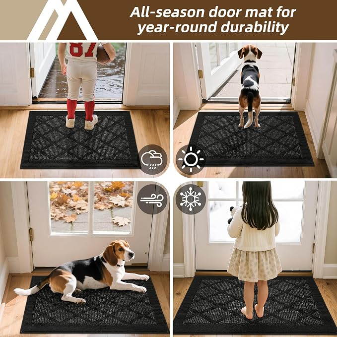COSY HOMEER Non-Slip Door Mat 24"x36", Entryway Rugs Low Profile Absorbent Dirt Trapper Doormat for Front Entrance, Washable Polypropylene Entry Mat (Black) - Image 8