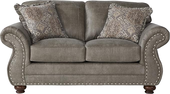 Roundhill Furniture Leinster Love Seats, Gray