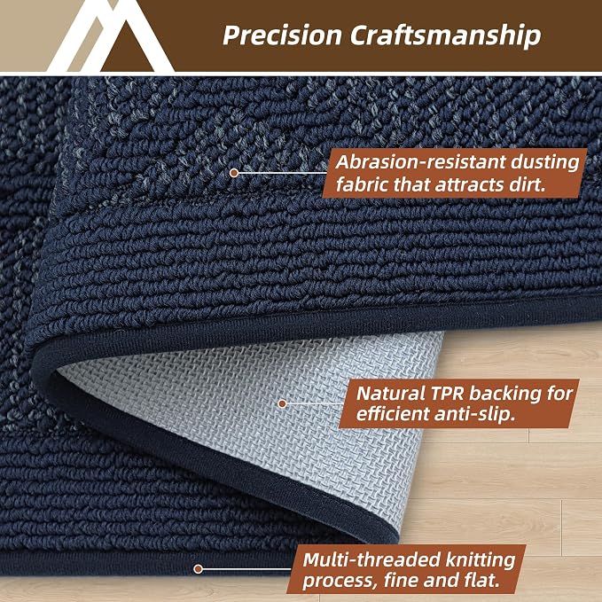 COSY HOMEER Non-Slip Door Mat 20"x48", Entryway Rugs Low Profile Absorbent Dirt Trapper Doormat for Front Entrance, Washable Polypropylene Entry Mat (Blue) - Image 6