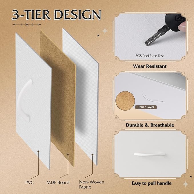 WLIVE Fabric Dresser for Bedroom with Open Shelves, Tall White Dressers with 8 Drawers, Storage Tower with Fabric Bins, Chest of Drawers for Closet, Hallway - Image 7