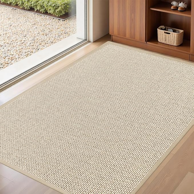 LEKEEPGO Door Mat 32"x47", Non Slip Door Mat Indoor Entrance, Rubber Backing Front Indoor Doormat Washable Absorbent Low-Profile Entryway Entry Resist Dirt Inside Door Mats, Khaki by LEKEEPGO
