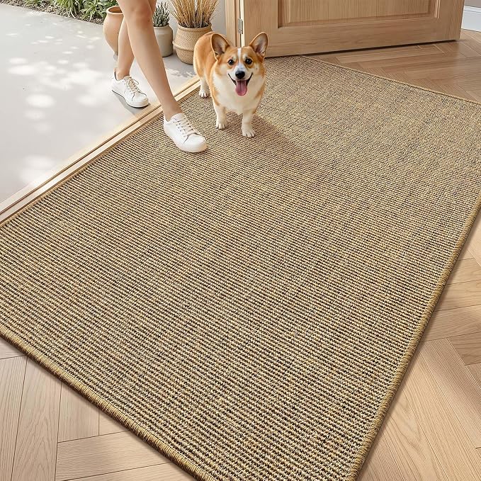LUMI Handwoven Sisal Door Mat, Non-Slip Durable Entryway Mat, Welcome Front Doormat, Solid Floor Mats for Entrance, 32"x48", Brown Sisal by LUMI