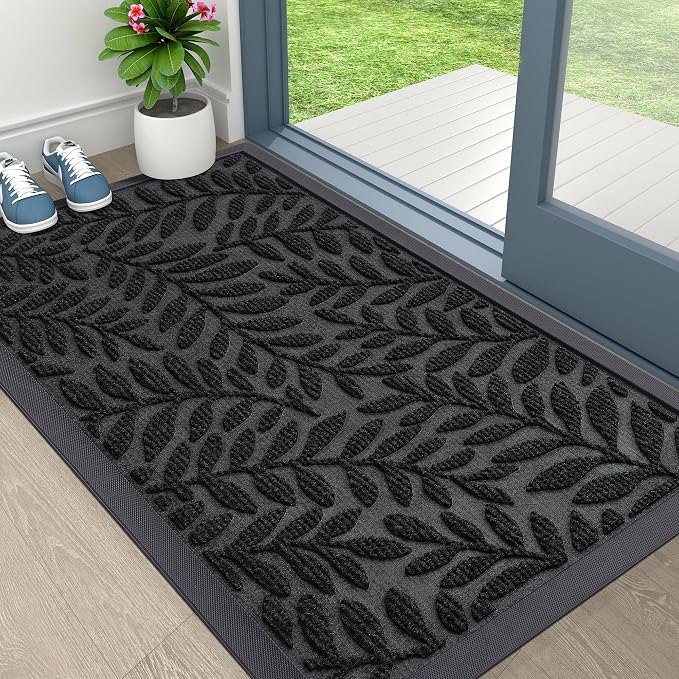 OLANLY Door Mat Indoor Outdoor Entrance, 47x32, Waterproof All-Weather All-Season Doormat, Sturdy Natural Rubber, Stain and Fade Resistant, Low Profile, Easy Clean Patio Entryway Mat, Black - Image 7