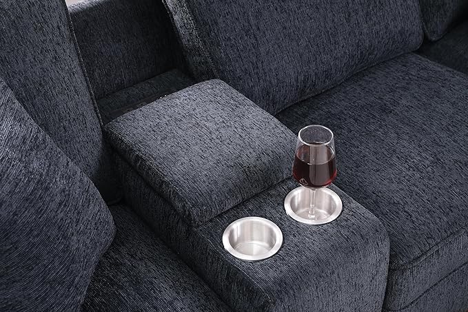 ERYE 151-Inch U-Shaped Sectional Sofa Chenille Upholstered Corner Convertible Sectional,9 PCS Modular Couch with Ottoman,Storage Console, Cupholders and Charging Station