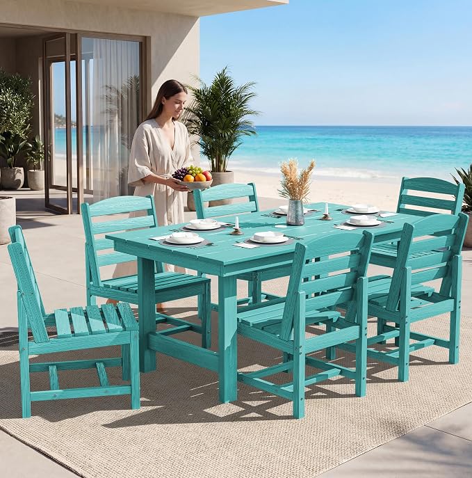 SERWALL Patio Dining Sets for 10 Person, HDPE Dining Set with 2 Tables, 8 Armless Chairs and 2 Armed Dining Chairs, Aruba - Image 6