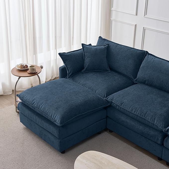105" Oversized Modular Cloud Sectional Sofa Free Convertible L-Shaped Corner Sectional with Movable Ottoman, Chenille Upholstered Multiple Cushions Cloud Sofa Couches | Easy to Assemble