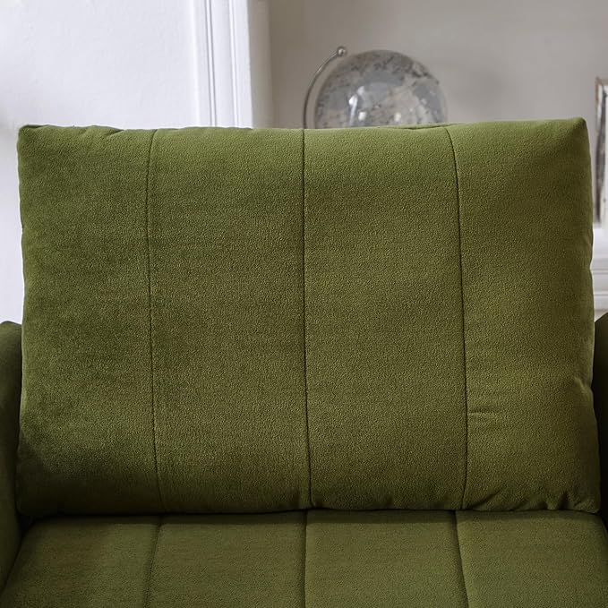 Ball & Cast 31.5" Futon Sofa-Bed,Convertible Pull Out Couch with Storage Basket,Sleeper Sofabed W/Adjustable Backrest and Side Pocket,Chaise Lounge for Living Room,Chenille Fabric,Green