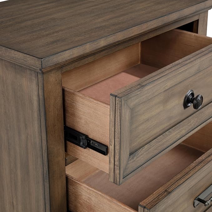 New Classic Furniture Mariana Wood 2-Drawer Nightstand with USB, Vintage Mocha - Image 7