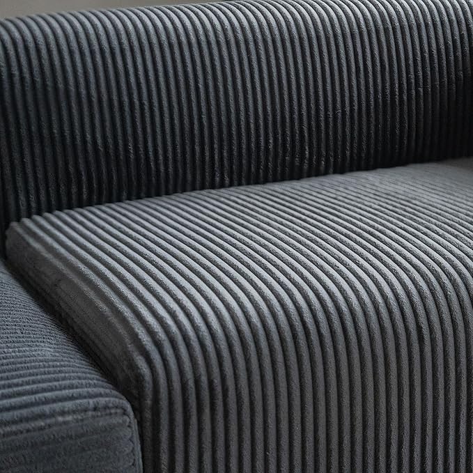 Acanva Corduroy Convertible Modular L Shaped Sectional Sofa, 4 Seater Free Combination Corner Couch, Convertible to DayBed, Wide Loveseat with Moveable Ottomans for Small Spaces, Sleeper Bed, Black