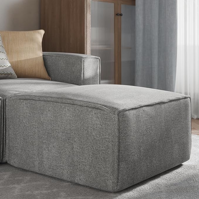 Flash Furniture Bridgetown Fabric Ottoman Module for Sectional Sofa, Customizable Modular Couch Ottoman, Gray